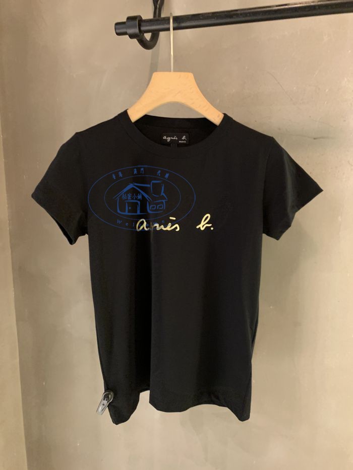 香港專櫃代購agnes b.經典款金色logo短袖圓領百搭T恤 20春夏女裝