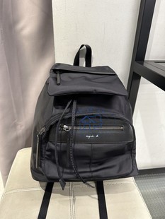 香港专柜代购agnes b.尼龙皮质拼接双肩背包男女款百搭书包24春夏