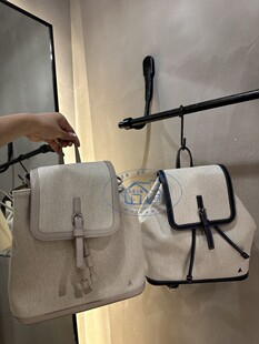 香港专柜代购agnes b.b字logo真皮拼接帆布双肩背包女包 24春夏新