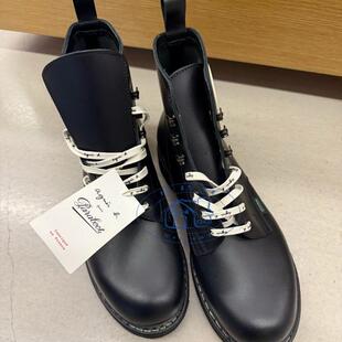 香港专柜代购agnes b.HOMME系带帅气真皮低跟短筒靴子 24秋冬男装