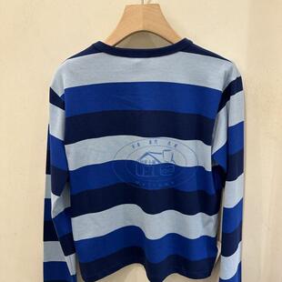 香港专柜代购agnes b.撞色条纹百搭经典款长袖圆领T恤 24秋冬新款