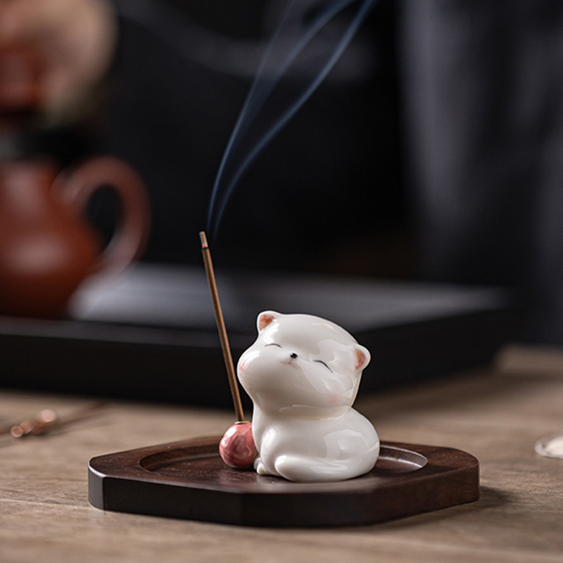可爱小萌猫线香炉摆件