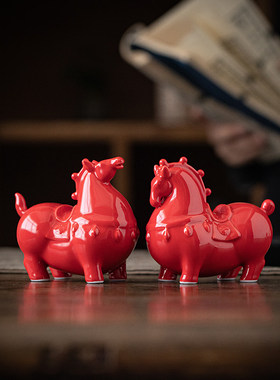 创意陶瓷唐马招财摆件