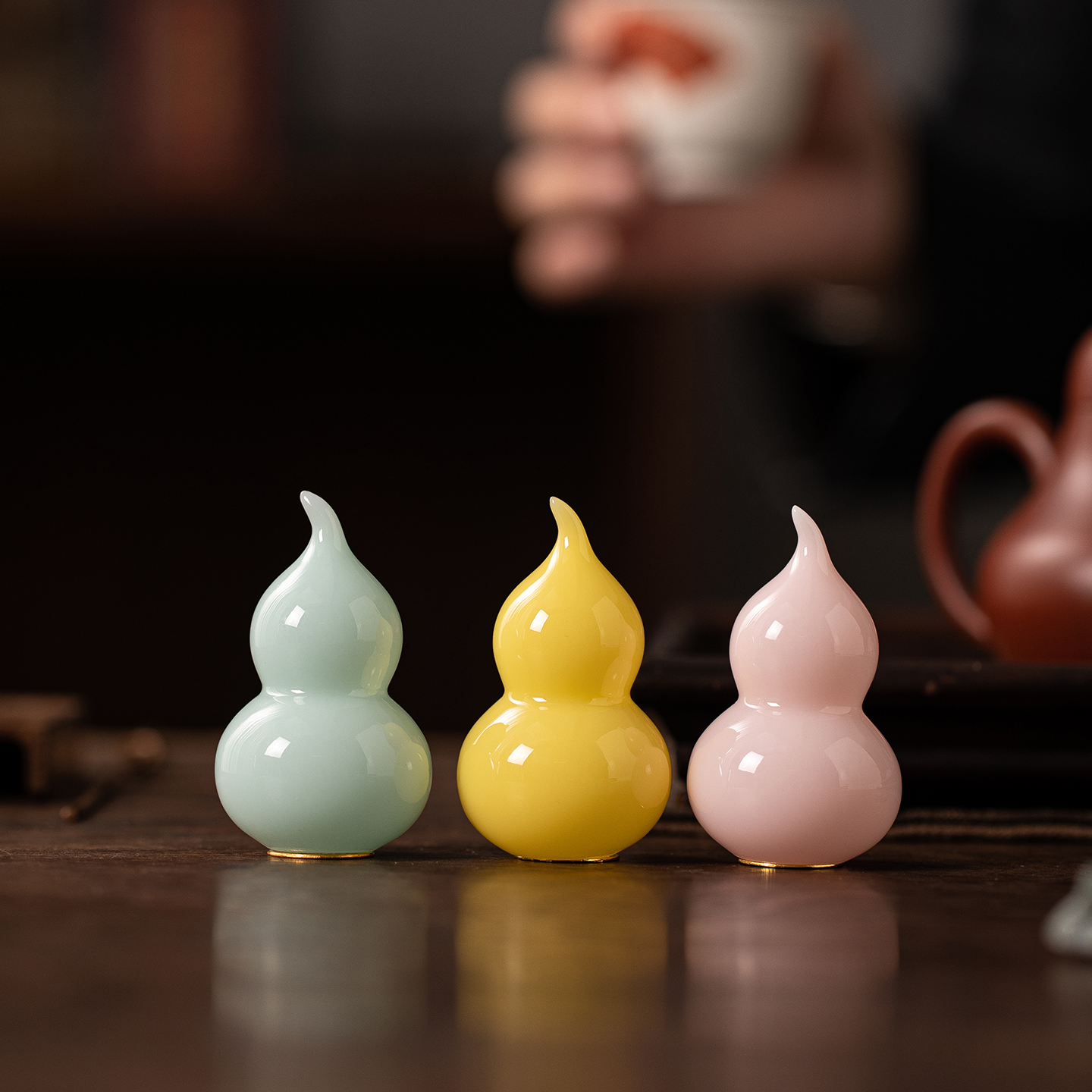 创意陶瓷七彩葫芦小摆件