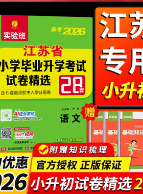 小升初2026江苏省小学毕业升初中考试卷精选28套卷语文数学英语2025春雨六年级下升学考试系统总复习资料辅导书苏教版真题卷必刷题