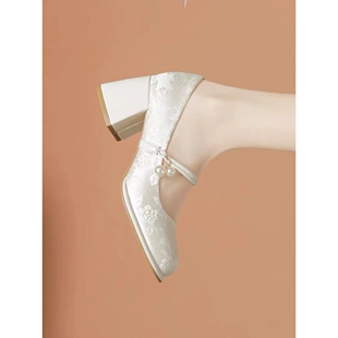 【商场同款】2026新款旗袍配的鞋子玛丽珍鞋夏季新中式鞋国风缎面