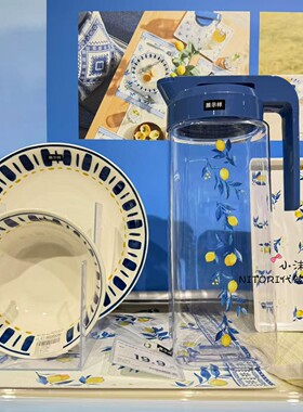 NITORI宜得利 夏日新品USUM系列陶瓷大碗深盘 冷水壶餐垫围裙杯垫