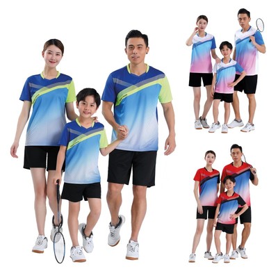 儿童羽毛球比赛队服印字印号