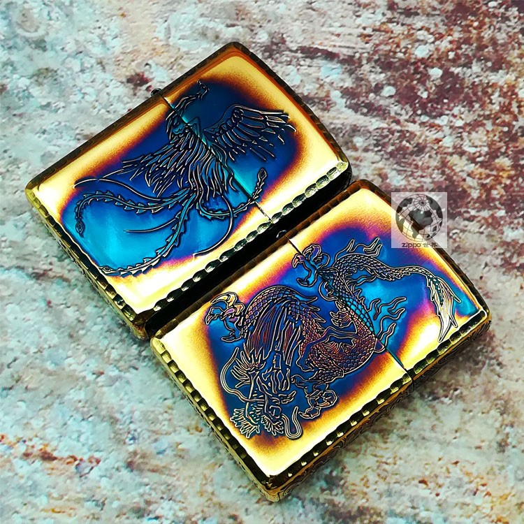 z打火机zippo正版限量版美国原装收藏级复古男士熏铜唐草龙凤个性