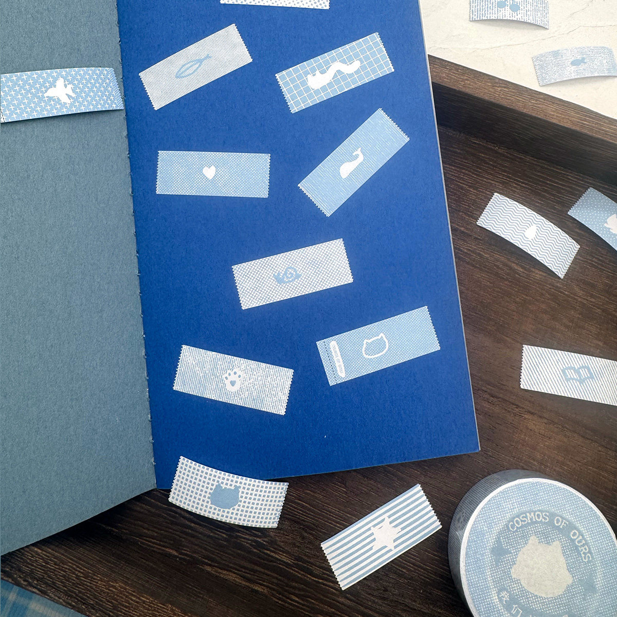 书写纸拉条「如果想你时恰好落了雨」原创手帐胶带手绘猫咪盐系