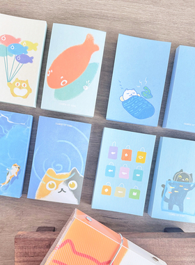 M5「有关猫与鱼的100种猜想Vol.2」原创无胶便签手帐内页双面绘本