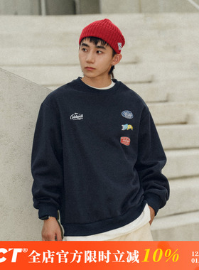 BDCT 日系休闲重磅精梳棉潮牌发泡印花圆领卫衣男春秋款套头上衣