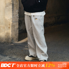 BDCT 日系潮牌字母刺绣松紧腰宽松直筒裤春秋季户外运动休闲裤男