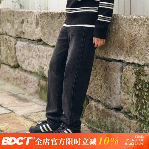 BDCT拉链长裤水洗冬季直筒牛仔裤