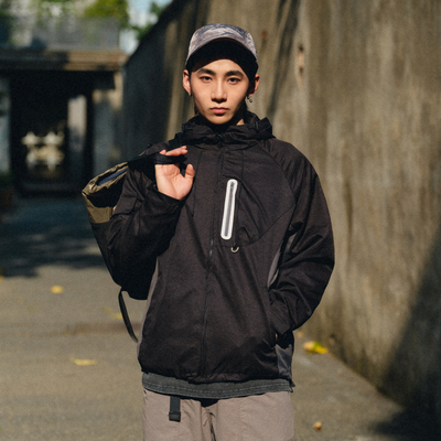 BDCT春秋户外连帽宽松撞色夹克