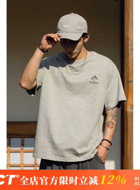 BDCT 日系山峰印花百搭休闲T恤短袖男夏季潮流宽松纯棉圆领体恤衫