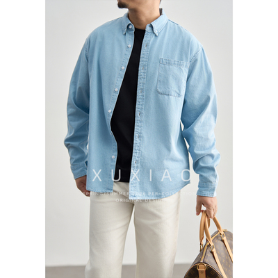 XUXIAO徐潇纯棉复古长袖牛仔衬衫