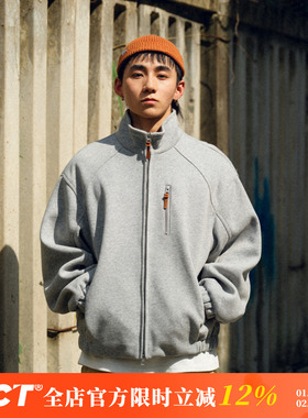 BDCT 2025美式高街结构重磅纯色立领宽松夹克男春秋痞帅拉链外套