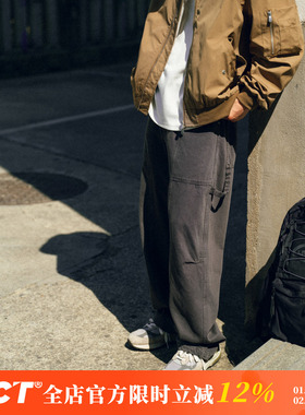 BDCT 2025复古水洗做旧分割结构休闲裤男宽松百搭黑灰色直筒长裤