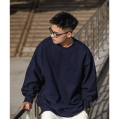 BDCT 重磅无帽圆领卫衣男cityboy日系宽松纯色套头上衣 2026春秋季