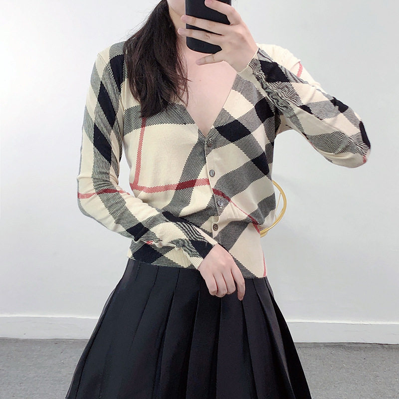 明星同款刘美人秋季印花针织长袖毛针织衫