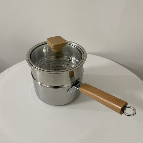 316钢木柄奶锅小煮锅 煮面锅特厚