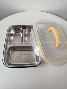 定制版 三格饭盒带提手304不锈钢保温饭盒上班族可微波炉专用加热