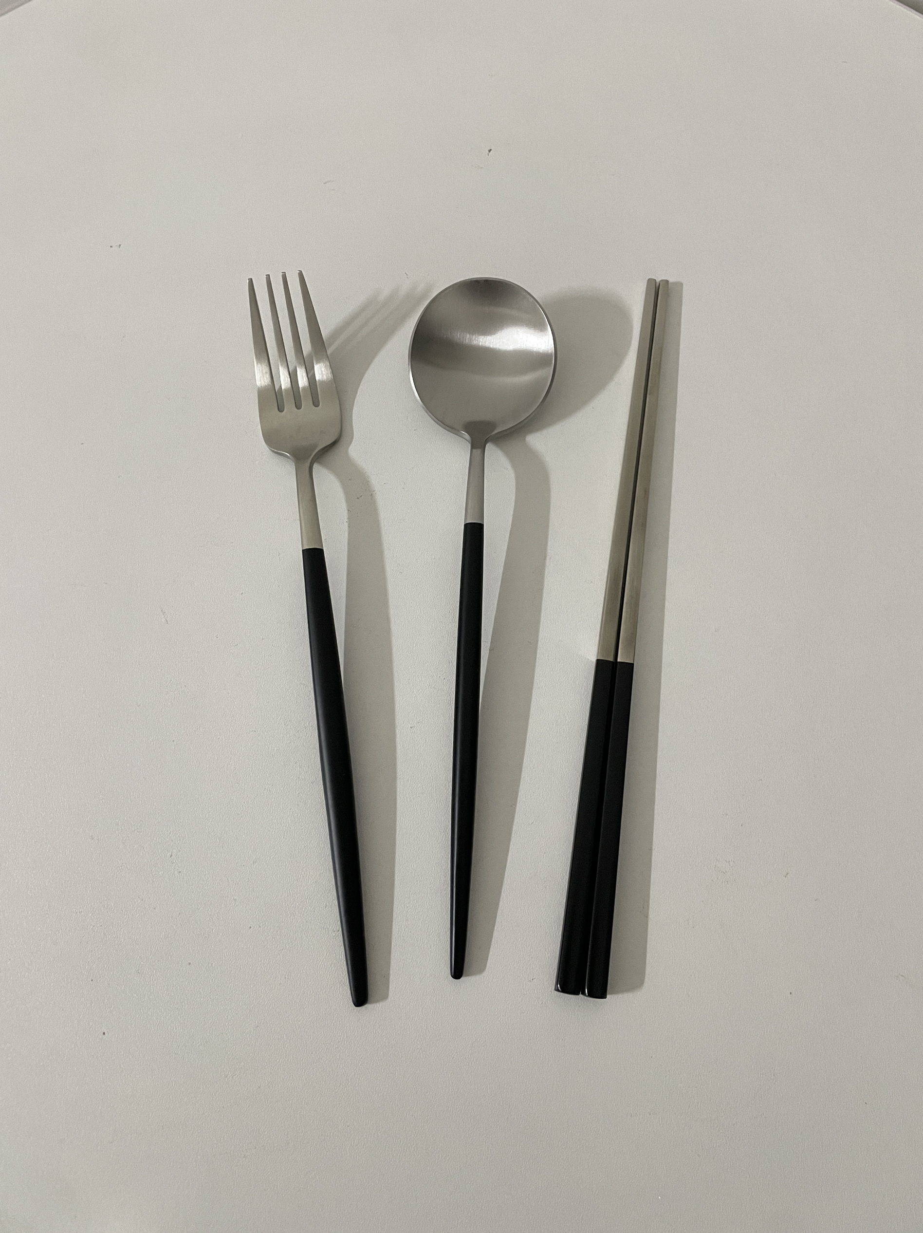 欧式葡萄牙款!304不锈钢勺筷组合套装黑银撞色高颜值勺子筷子