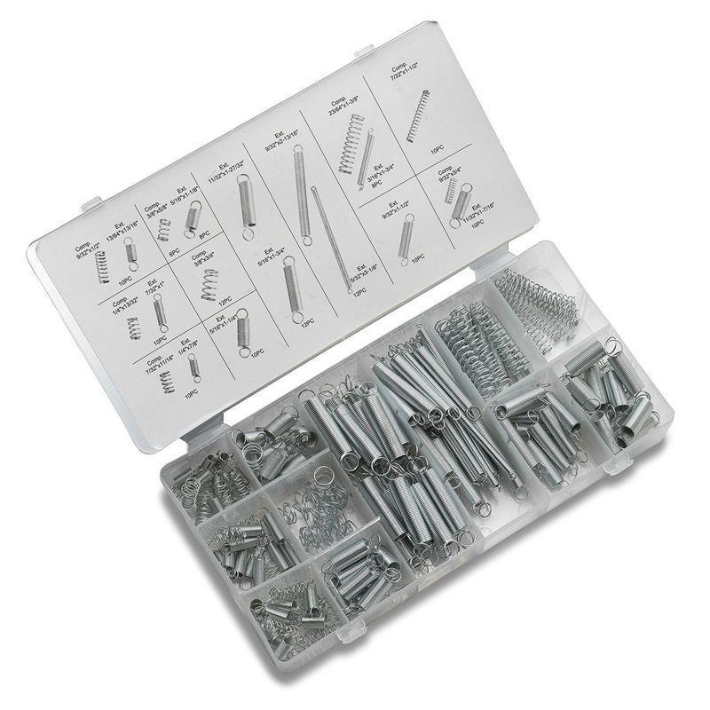 200PC弹簧拉簧压簧套装 拉伸带勾带钩弹簧塑料盒组套五金配件DIY