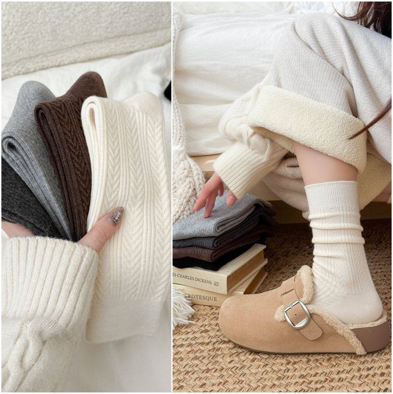 麻田日记秋冬新款德绒羊毛堆堆袜麦穗纹纯色双针保暖中筒袜女袜,女士内衣/男士内衣/家居服,中筒袜,淘宝优惠券,粉丝福利购,淘宝优惠卷