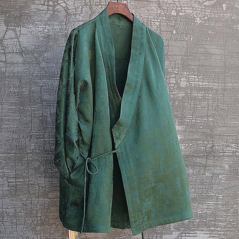 三世一木原创春夏绿色交领连袖唐装汉服外套上衣茶服中式复古国风,男装,汉服,淘宝优惠券,粉丝福利购,淘宝优惠卷