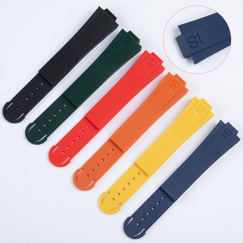 适用豪利时潜水系列7730专用橡胶手表带24-12mm男士防水柔软表带