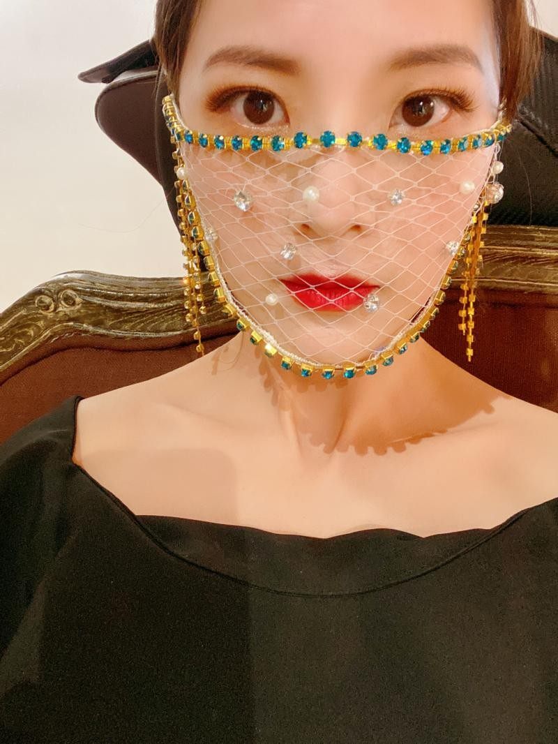 假面舞台蕾丝面纱闪钻镂空聚会派对万圣节圣诞节表演走秀美女口罩