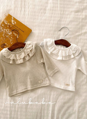 valu荷叶边打底衫！筱筱QZ~韩国童装代购 26春款婴幼儿小童T恤