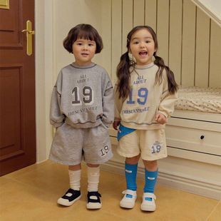 HANS数字短裤卫衣运动装！QZ韩国童装 26春中大童套装