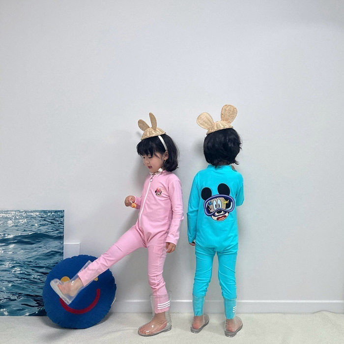 Milky卡通连体泳衣泳装！韩国童装代购2026夏款男女童中小童泳装