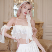 发带套装 蛋糕裙短裤 度假风闪钻雪纺吊带 SasaStudio名媛千金法式