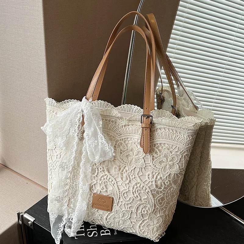蕾丝小众文艺法式托特女士包包