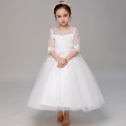 Váy bé gái công chúa váy pettiskirt hoa cô gái piano trang phục nhỏ chủ nhà buổi tối váy cưới mùa xuân và mùa thu - Váy trẻ em