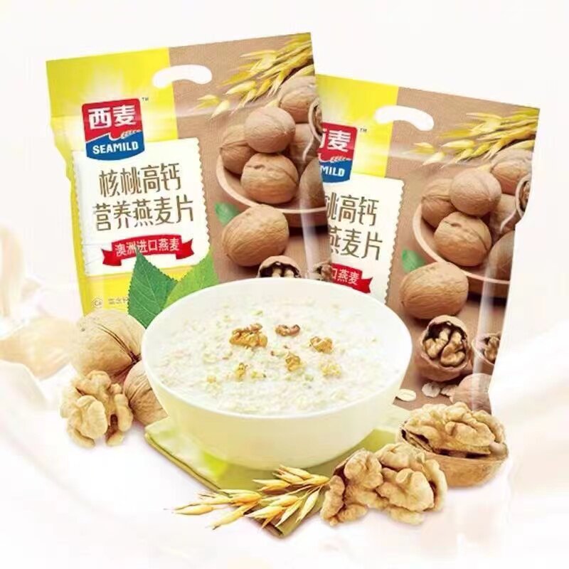 西麦核桃高钙燕麦片700g营养早餐代餐小袋装奶香营养燕麦冲饮即食