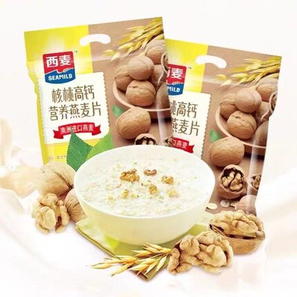 西麦核桃高钙燕麦片700g营养早餐代餐小袋装奶香营养燕麦冲饮即食