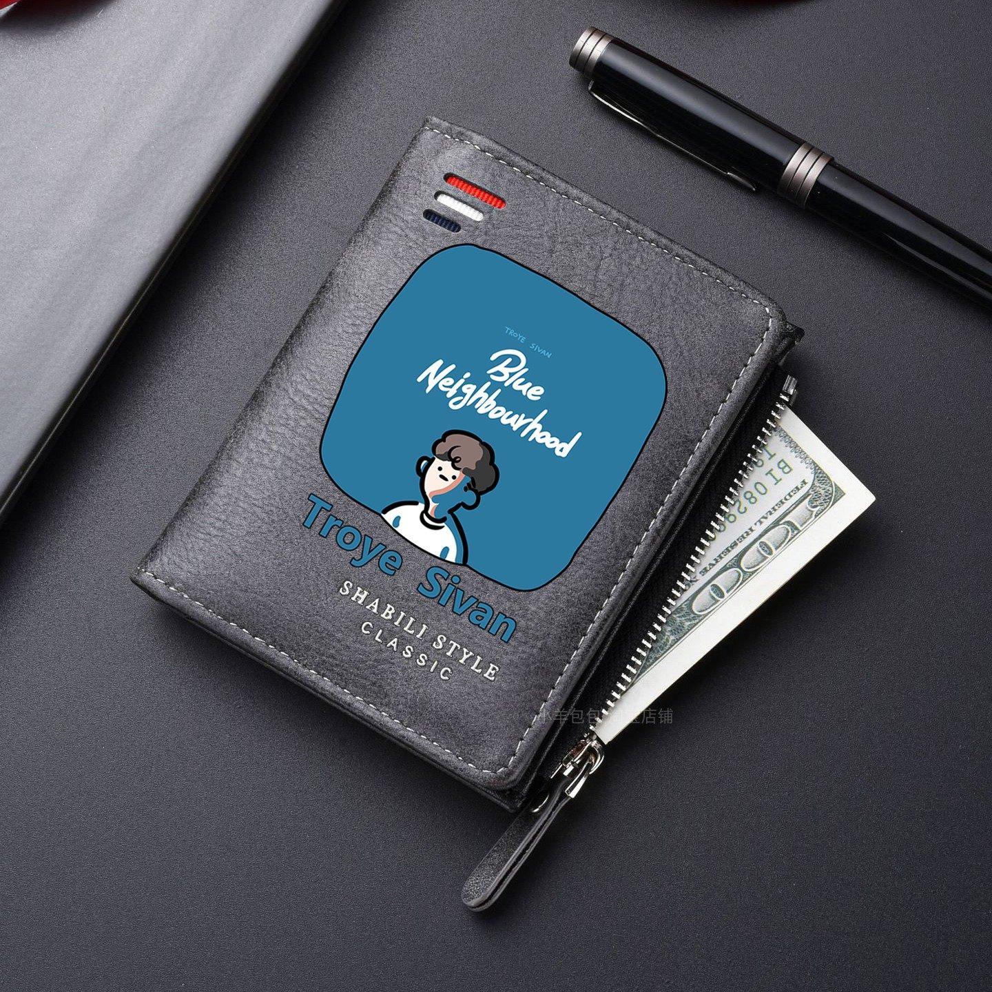 希文钱包男款短款日韩风卡通动漫拉链搭扣多卡位潮牌学生皮夹零钱