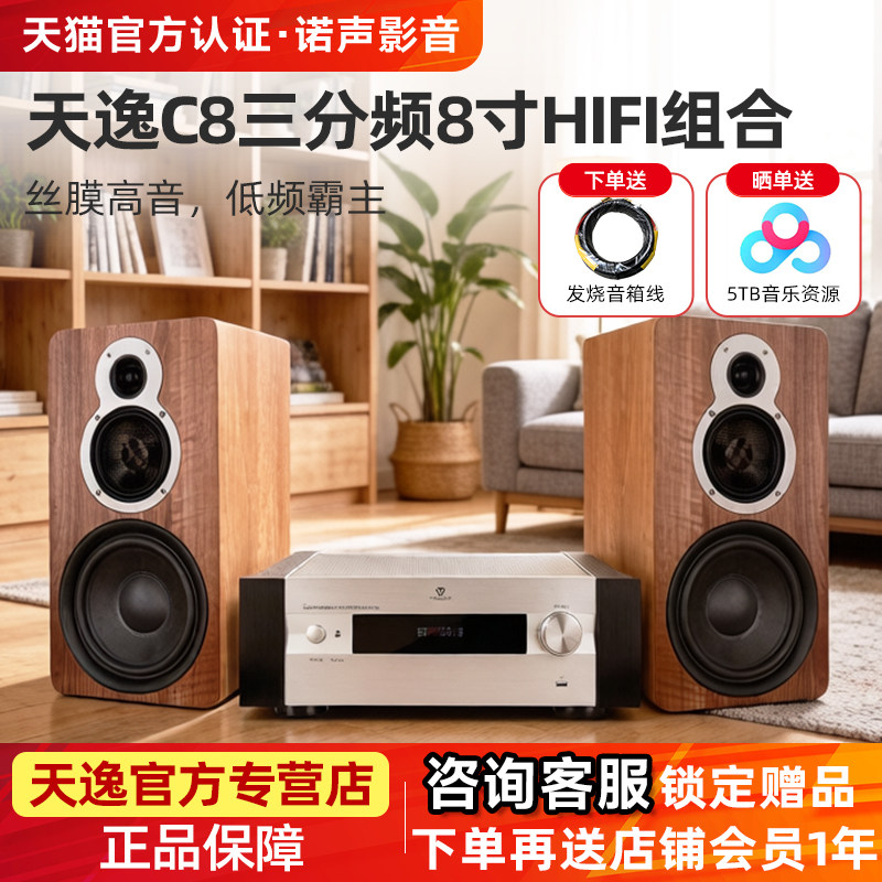 Winner/天逸童笛C8发烧hifi三分频8寸低音音响功放CD