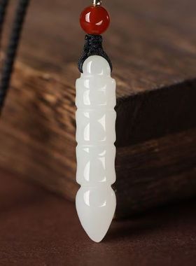 天然和田玉白玉状元笔文昌笔吊坠金榜题名毛笔玉坠学生礼物挂件