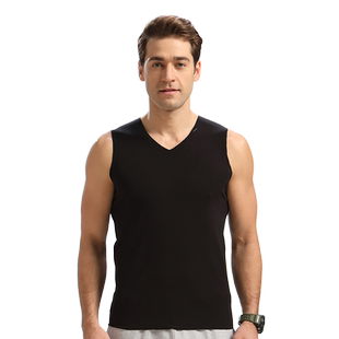 男士无痕背心坎肩短袖新疆长绒棉螺纹夏打底衬衫内搭高弹T恤