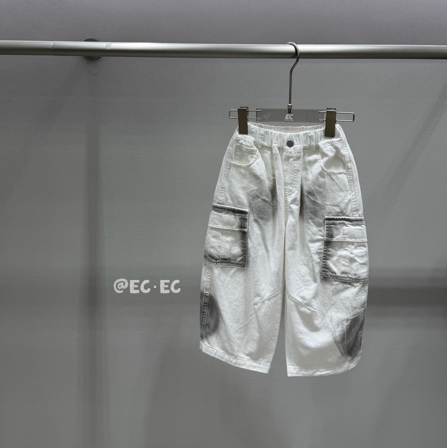 Ec尔菲梵实体店品质潮牌小男孩儿童秋款工装脏脏白色牛仔长裤韩版