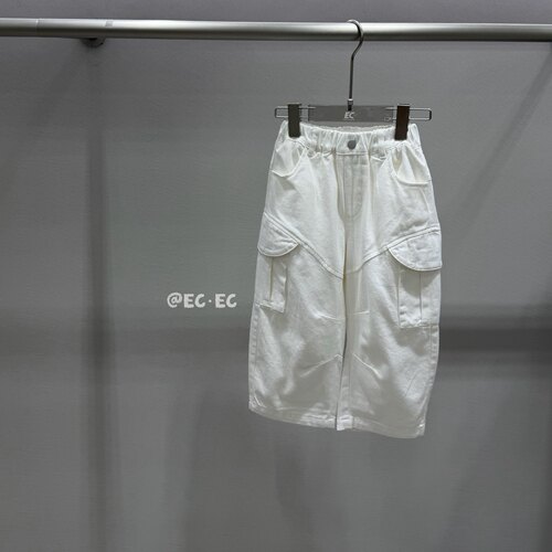 Ec尔菲梵实体店品质潮牌小男孩儿童秋款白色工装牛仔长裤韩版洋气