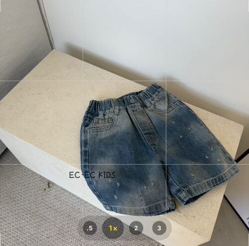 尔菲梵EC潮牌夏天季款男小童装泼墨洗水渐变5五分短超软牛仔中裤