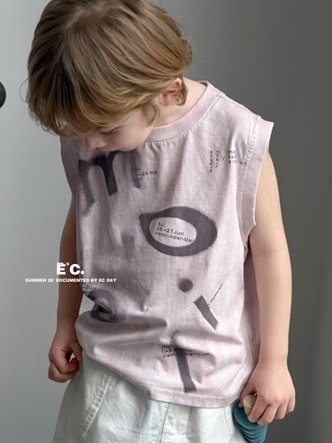 Ec尔菲梵潮牌小男孩宝宝童装夏天季休闲韩版设计新款无袖纯棉背心