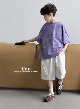 EFF尔菲梵潮牌Ec中大男童装夏天季新款韩版设计款短袖纯棉t恤衫酷